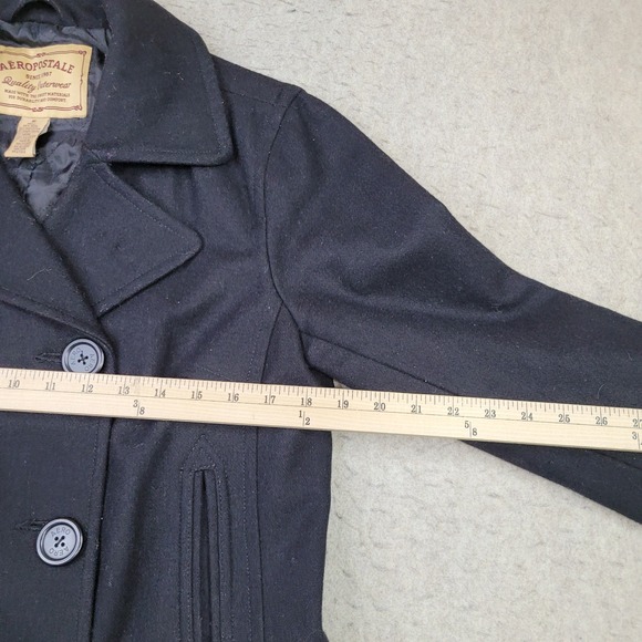 Aeropostale Pea Coat Ladies Medium Black Button Wool‎ Blend Outdoors Womens - Picture 5 of 8